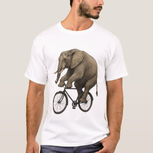 Realistic Elephant on a Bike – Funny Animal Design T-Shirt