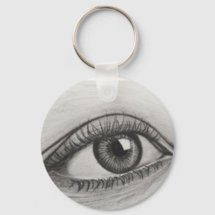 Realistic Eye Pencil Sketch Keychain - Artistic Ha