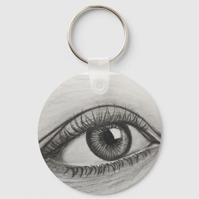 Realistic Eye Pencil Sketch Keychain - Artistic Ha (Front)