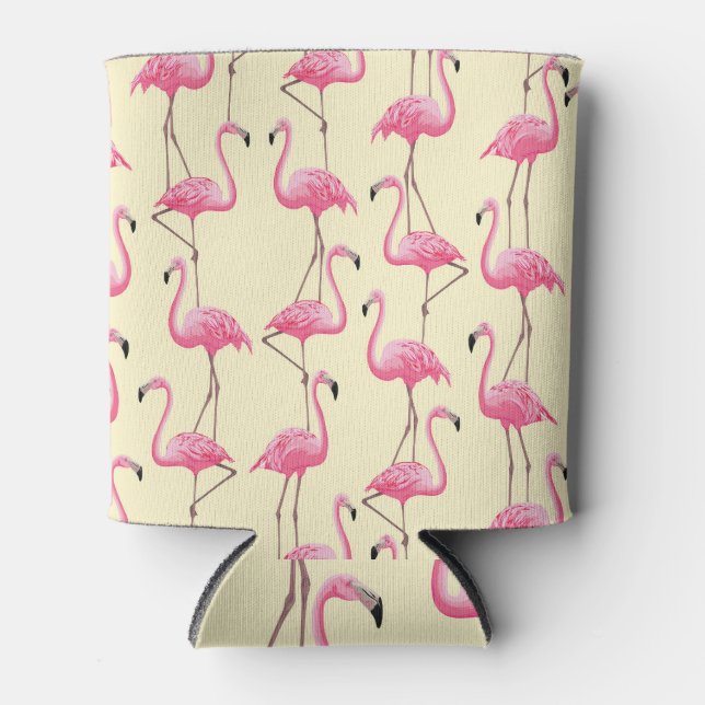 Realistic Flamingo Bird Vertical Pattern Can Cooler (Front)