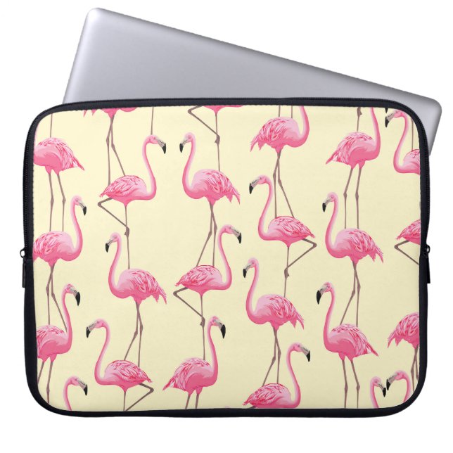 Realistic Flamingo Bird Vertical Pattern Laptop Sleeve (Front)