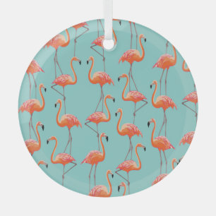 Realistic flamingo: vintage bird pattern glass tree decoration