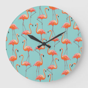Realistic flamingo: vintage bird pattern large clock