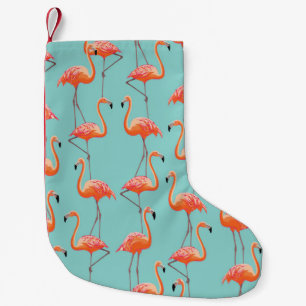 Realistic flamingo: vintage bird pattern small christmas stocking