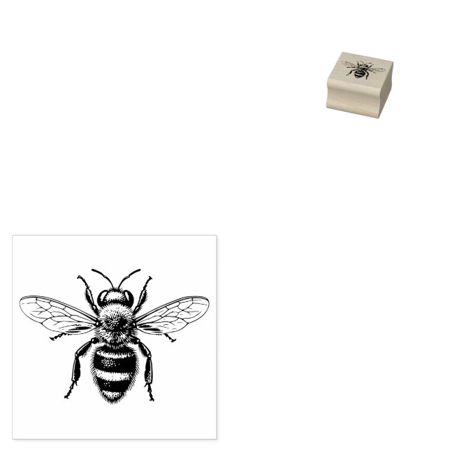 Realistic Fuzzy Honey Bee Rubber Stamp (Stamped)