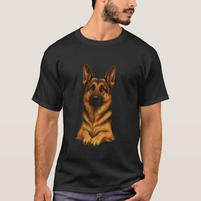 Realistic German Shepherd T-Shirt (Front)