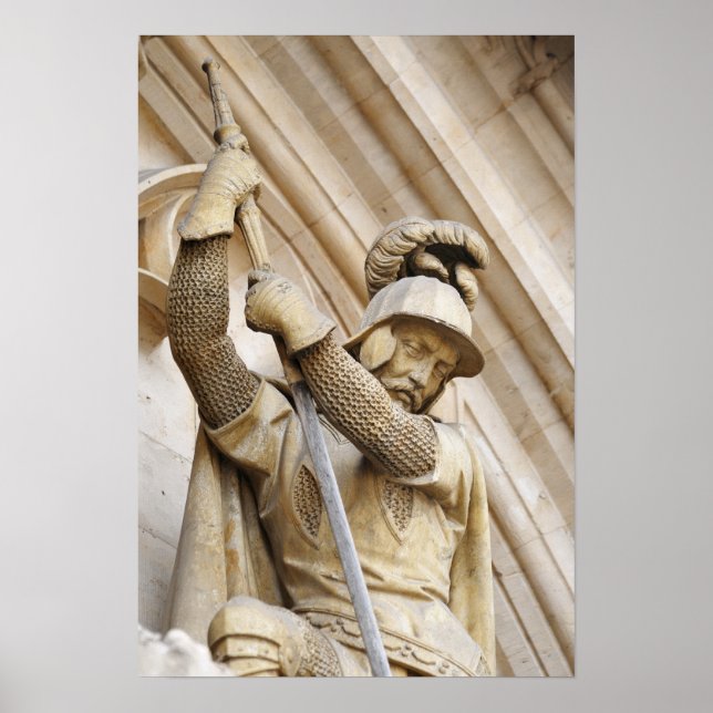 Realistic gothic statue decorating facades poster (Front)