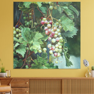 Realistic Grape Vine with Leaves – Fine Art Canvas Print