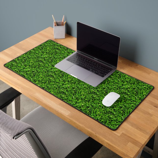   Realistic Grass Photo Texture Funny Bright Green Desk Mat (Office 2)