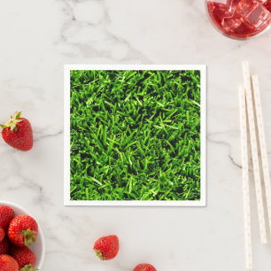   Realistic Grass Photo Texture Funny Bright Green Napkin
