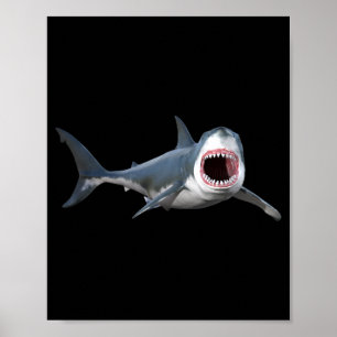 Realistic Great White Shark For Lovers Of Fish Poster