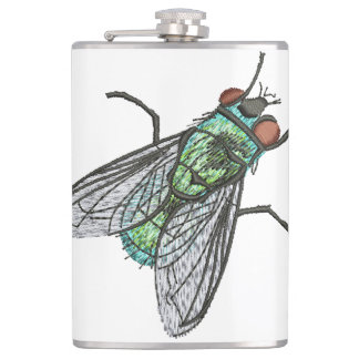 Realistic Green Bottle house Fly Hip Flask