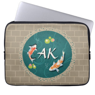 Realistic Green Japanese Koi Fish Pond Laptop Sleeve