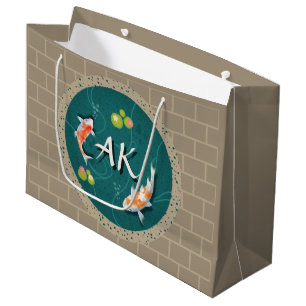 Realistic Green Japanese Koi Fish Pond Large Gift Bag
