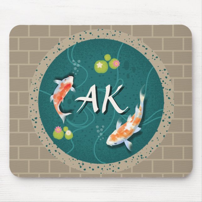 Realistic Green Japanese Koi Fish Pond  Mouse Pad (Front)