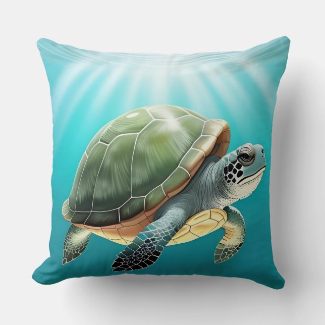 Realistic Green Turtle Cushion (Front)