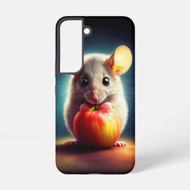 Realistic grey mouse artwork glowing colours samsung galaxy s22 case (Back)