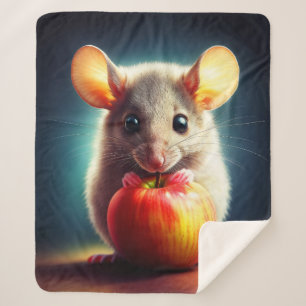 Realistic grey mouse artwork glowing colours sherpa blanket