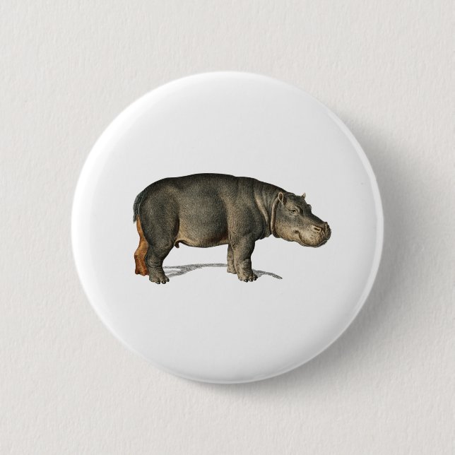 Realistic Hippo Illustration hippopotamus 6 Cm Round Badge (Front)