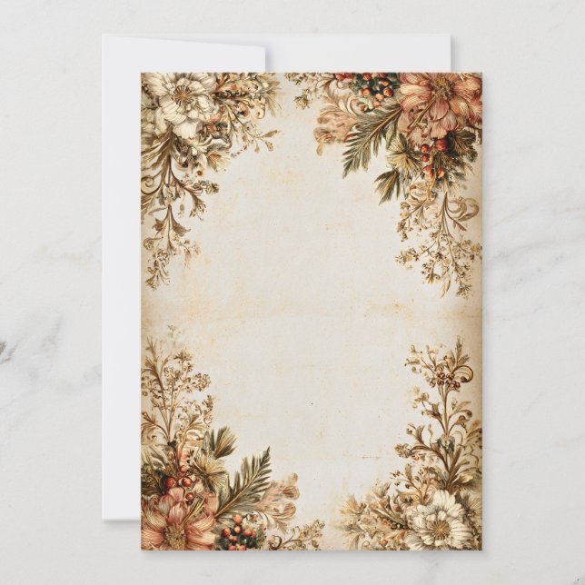 Realistic Holly Branch on Cream | Classic Holiday  Invitation (Front)