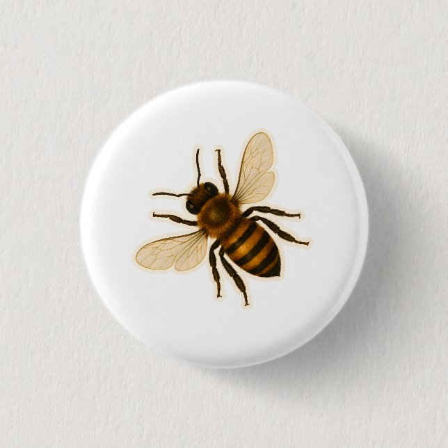 Realistic Honey Bee Design 3 Cm Round Badge (Front)