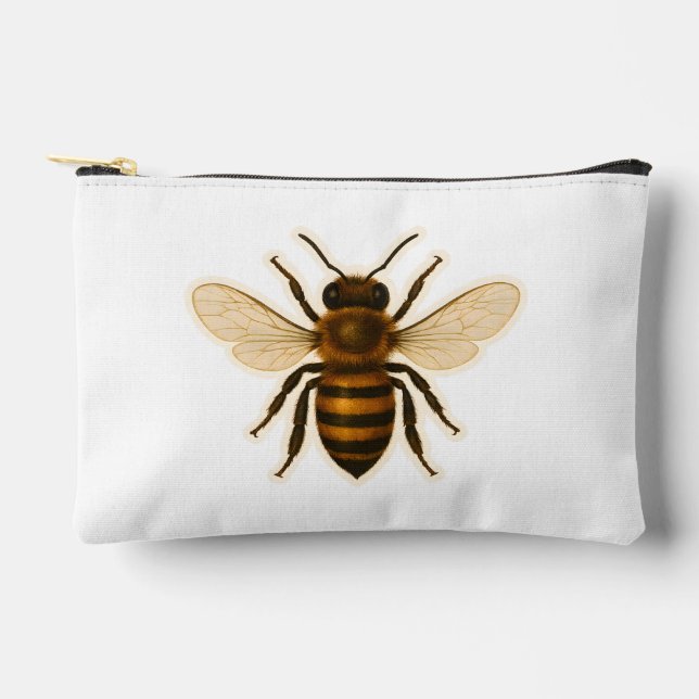 Realistic Honey Bee Design Accessory Pouch (Front)