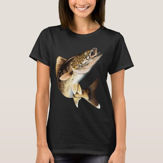 Realistic Huge Walleye Jumping â€“ Trophy Freshwat T-Shirt (Front)