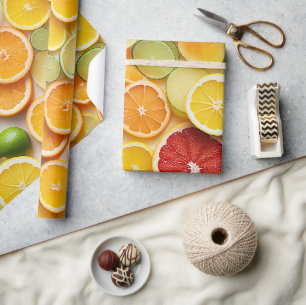 Realistic Juicy Citrus Slice Gift Wrapping Paper