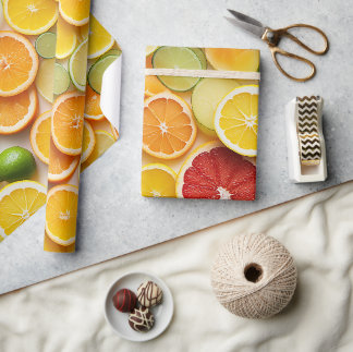 Realistic Juicy Citrus Slice Gift Wrapping Paper