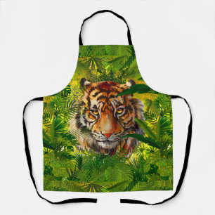 Realistic Jungle Tiger Apron Green