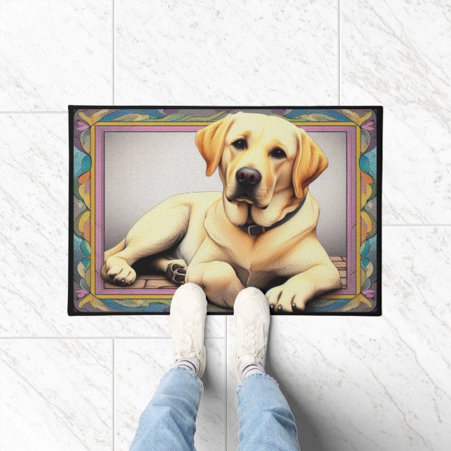 Realistic Labrador Retriever Dog Colourful Border Doormat (Indoor)