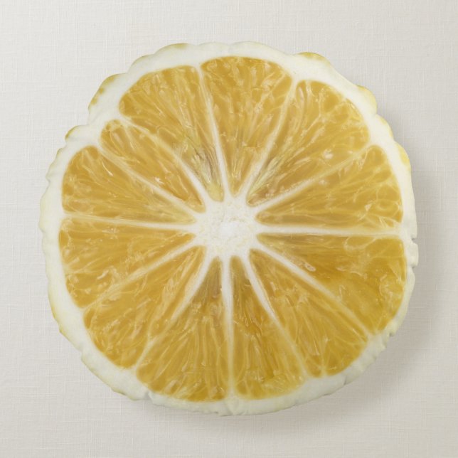 Realistic Lemon Slice Round Accent Throw Pillow (Front)
