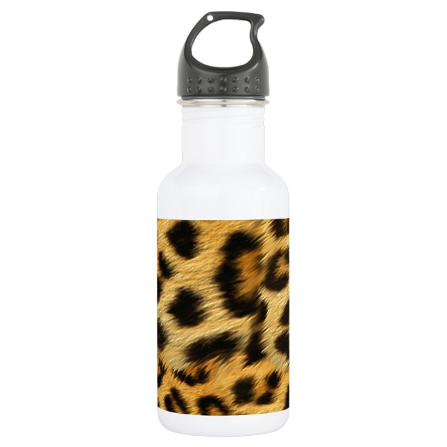 Realistic leopard fur print accessories - trendy 532 ml water bottle (Front)