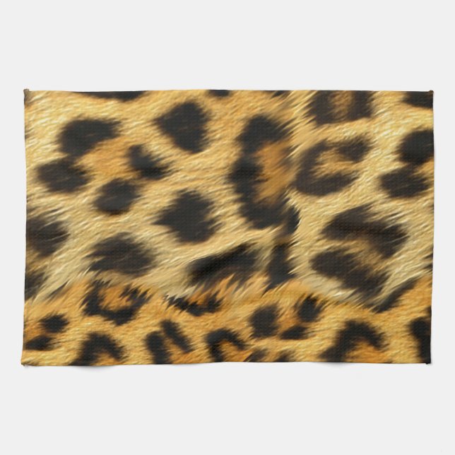 Realistic leopard fur print accessories - trendy tea towel (Horizontal)