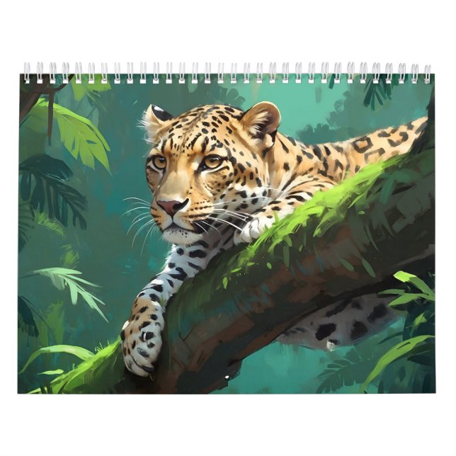 Realistic Leopard in Jungle Animal Art Calendar (Cover)