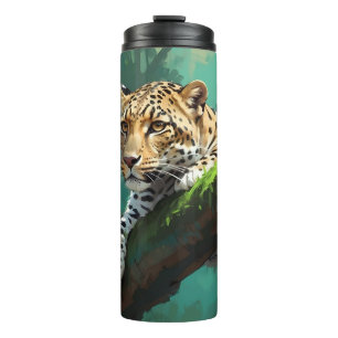 Realistic Leopard in Jungle Animal Art Thermal Tumbler