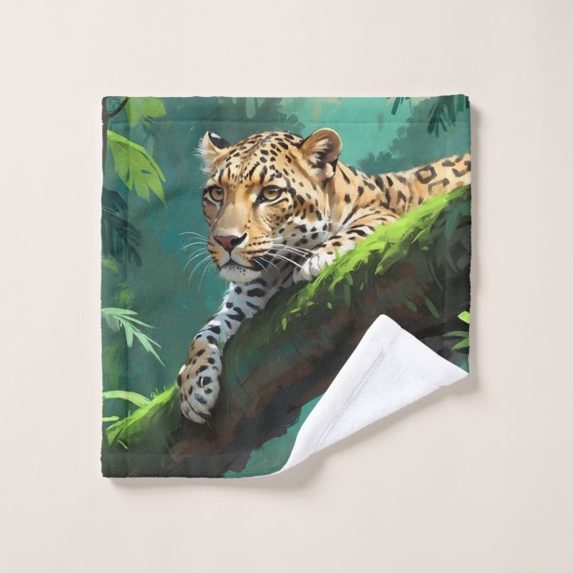 Realistic Leopard in Jungle Animal Art Wash Cloth (Wash Cloth)