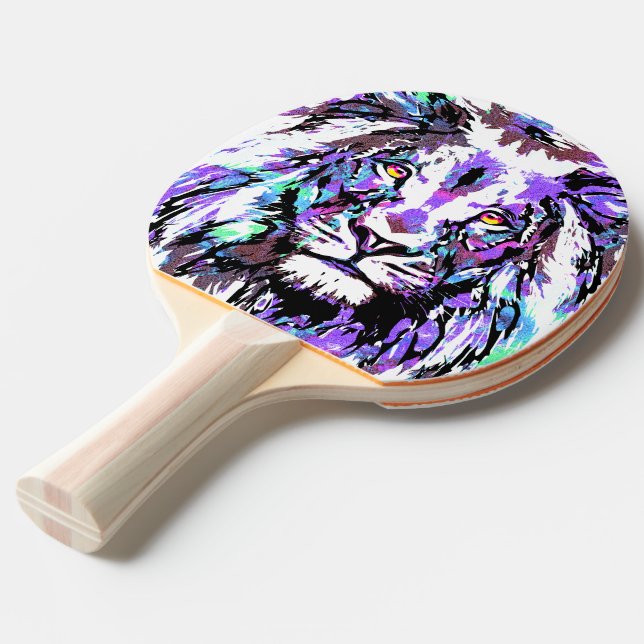Realistic Lion Heads - Lion Ping Pong Paddle (Front Angle)