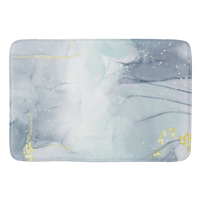 Realistic Liquid Marble With Gold Bath Mat (Front)