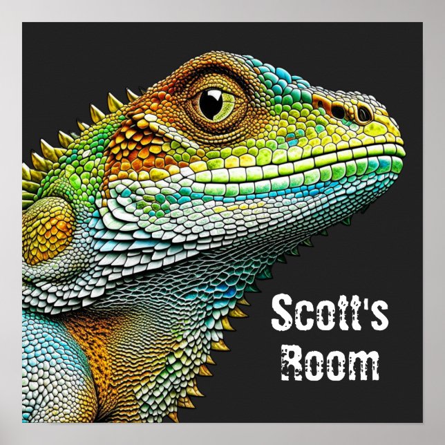 Realistic Lizard Iguana Personalised Poster (Front)