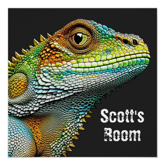 Realistic Lizard Iguana Personalised Poster (Front)