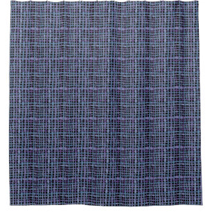 Realistic Looking Graphic Woven Blue Burlap Shower Curtain