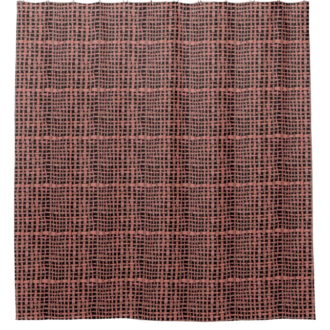 Realistic Looking Graphic Woven Peach Burlap Shower Curtain (Front)