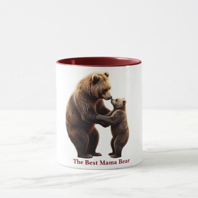 Realistic Mama Bear and Cub Interaction  Mug (Center)