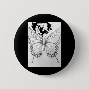 Realistic Monarch Butterfly Pencil Drawing Sticker 6 Cm Round Badge