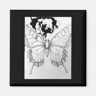 Realistic Monarch Butterfly Pencil Drawing Sticker Magnet