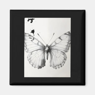 Realistic Monarch Butterfly Pencil Drawing Sticker Magnet