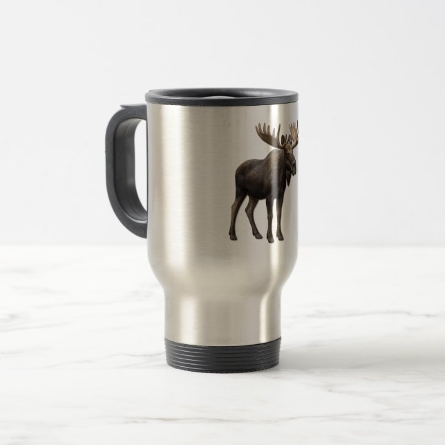REALISTIC MOOSE DESIGN. SAMER BRASIL TRAVEL MUG (Front Left)