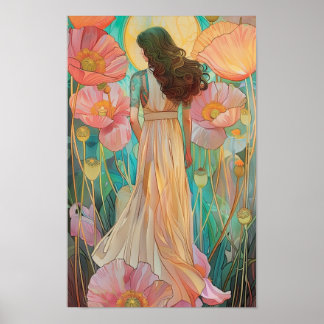 Realistic Mountain Woman Poster Print