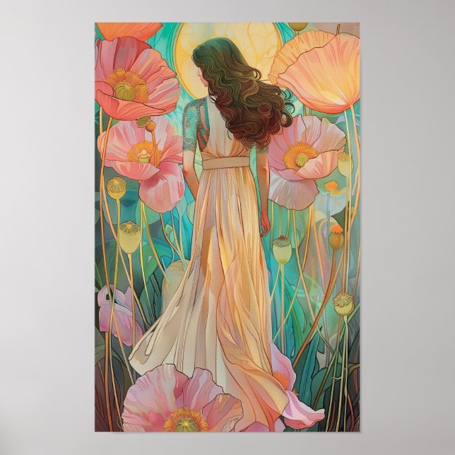 Realistic Mountain Woman Poster Print (Front)